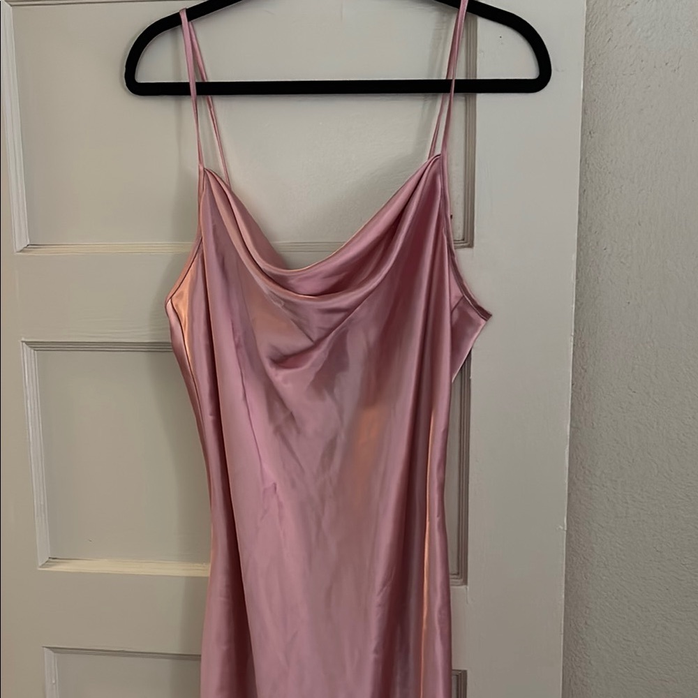 bebe Pink Satin Slip Dress